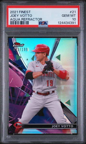 2021 Topps Finest Aqua Refractor Joey Votto #21 PSA 10