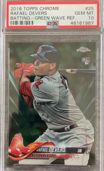 2018 Topps Chrome Rafael Devers Green Wave /99 PSA 10