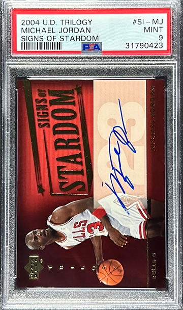 2004 Upper Deck Trilogy #SI-MJ Michael Jordan (On Card) AUTO Autograph PSA 9