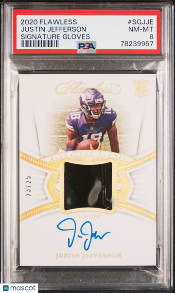 2020 Flawless  Justin Jefferson #SGJJE Signature Gloves RPA /25 PSA 8