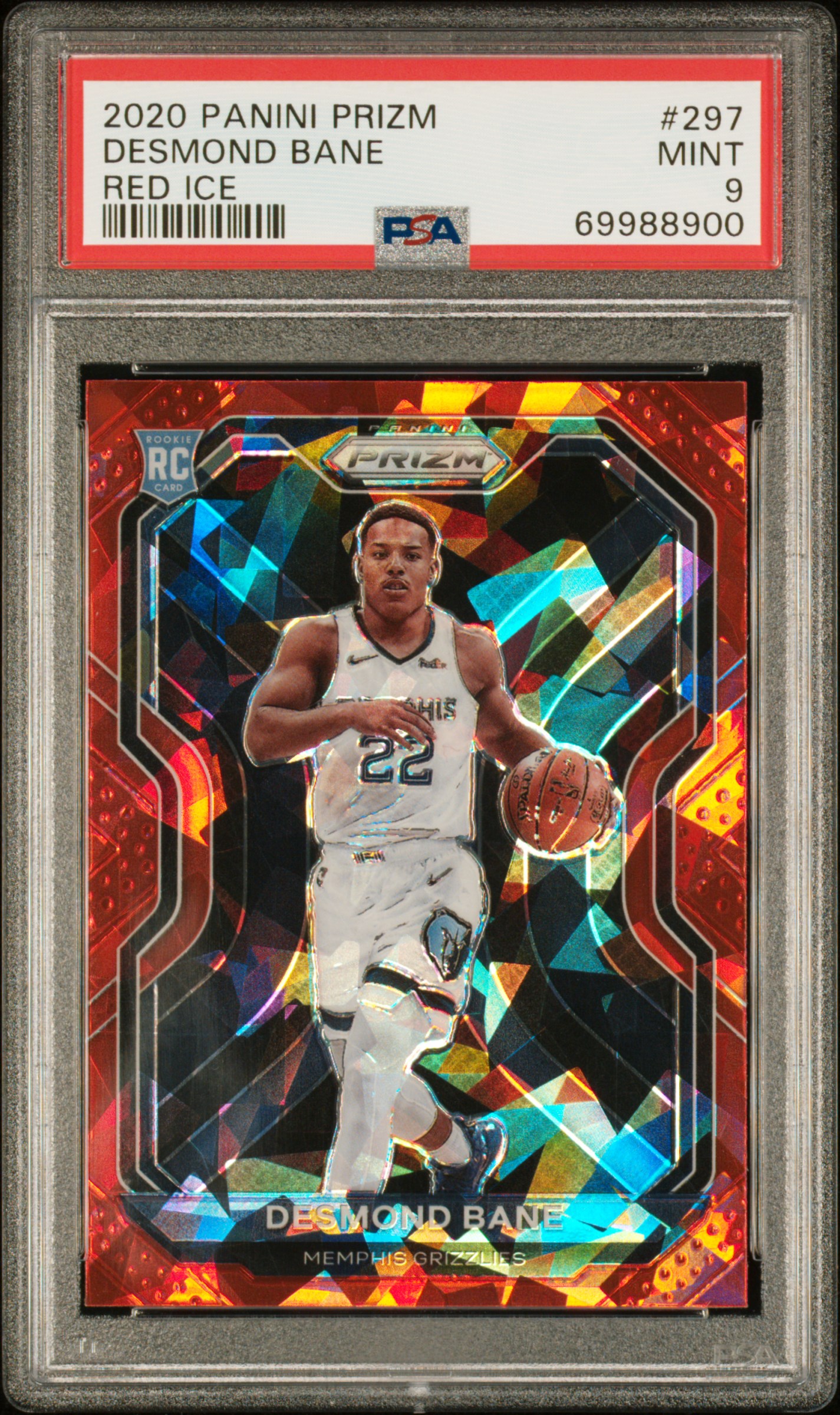 2020 Panini Prizm Desmond Bane #297 Red Ice Rookie RC PSA 9