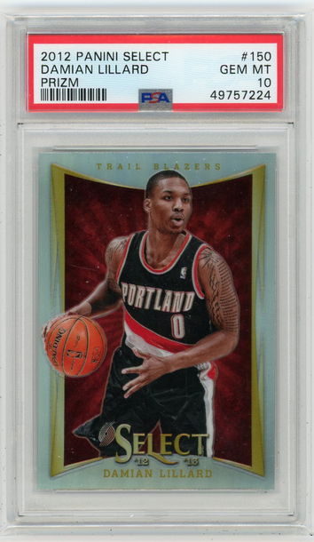2012 DAMIAN LILLARD PANINI SELECT SILVER PSA 10 #150 RC ROOKIE