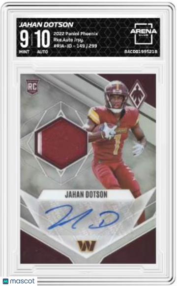 2022 Panini Phoenix Jahan Dotson #RJA-JD Rookie Auto Jersey 149/299 RC Arena Club 9 Auto 10