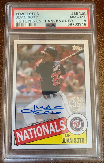 2020 Topps Juan Soto '85 Topps Anniversary Auto PSA 8