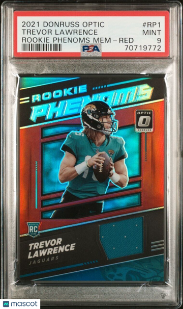 Trevor Lawrence 2021 Donruss Optic Rookie Phenoms Memorabilia Jersey - RC  PSA 9