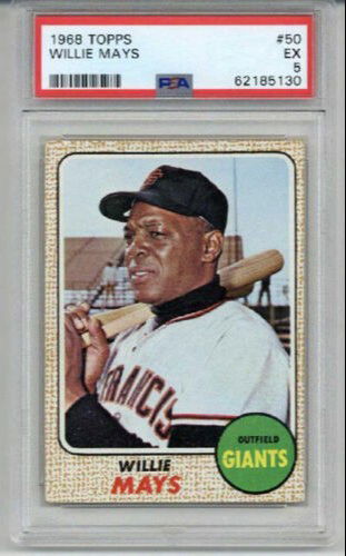 1968 TOPPS #50 WILLIE MAYS BASEBALL CARD GIANTS PSA 5 NICELY CENTERED NEW LABEL