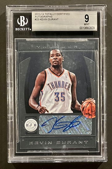 2013-14 Panini Totally Certified - KEVIN DURANT - Auto - BGS 9 — NOTE - Case is scuffed (not on card)