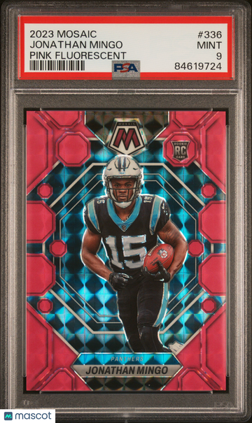 2023 Panini Mosaic Jonathan Mingo #336 Pink Fluorescent /10 PSA 9