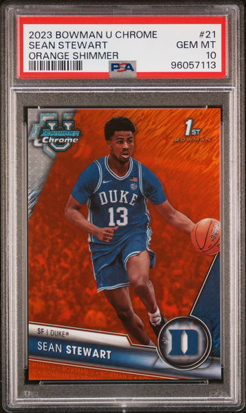 2023 Bowman University Chrome Orange Shimmer Sean Stewart #21 /25 PSA 10