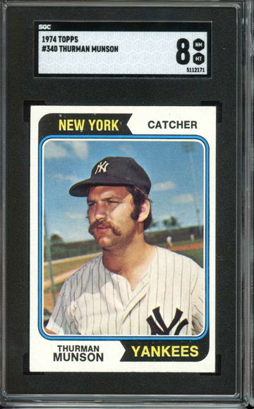 1974 Topps #340 Thurman Munson Yankees SGC 8 NM-MT