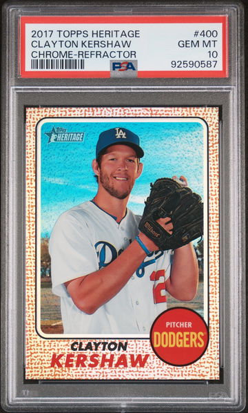 2017 TOPPS CLAYTON KERSHAW HERITAGE CHROME-REFRACTOR #400 PSA 10 BL.D1.33