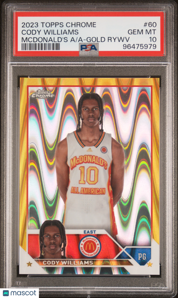 2023 Topps Chrome Mcdonald's All-American Cody Williams #60 Gold Rywv PSA 10