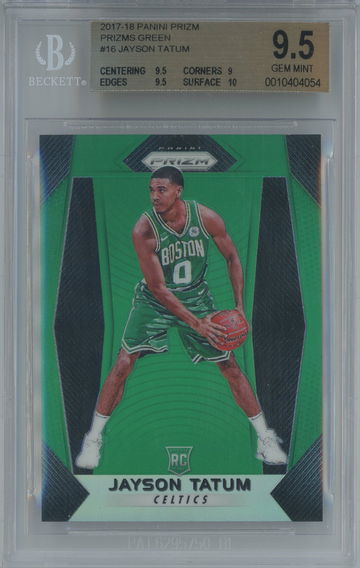 2017 Green Prizm 16 JAYSON TATUM RC BGS 9.5 w/ 10 Sub Gem Mint SSP Rookie Card