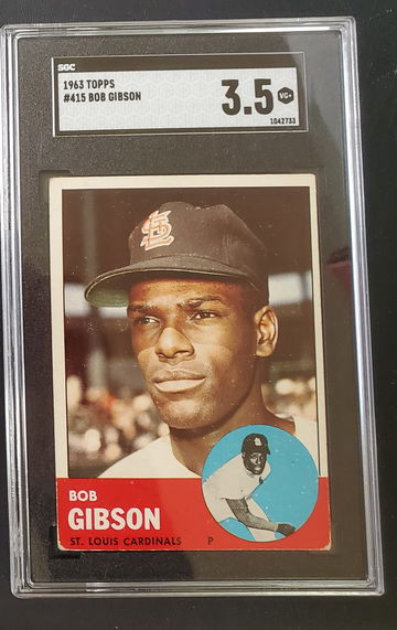 Bob Gibson 1963 Topps #415 Series 5 Saint Louis St. Louis Cardinals HOF SGC 3.5
