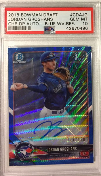 Jordan Groshans Chrome Blue Wave Refractor auto