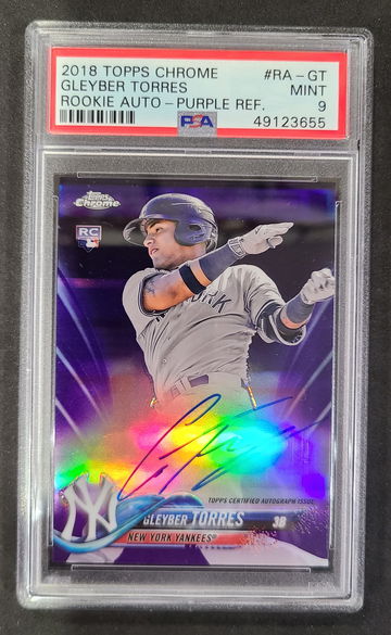 Gleyber Torres 2018 Topps Chrome Auto Purple /250 PSA 9