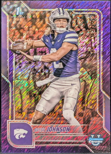 2025 Bowman Chrome University Purple Shimmer Refractor #42 Avery Johnson /75