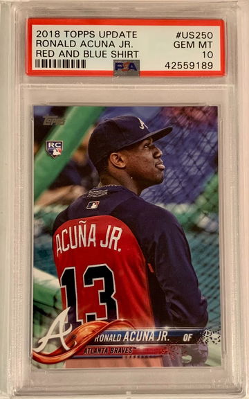 2018 Topps Update Red And Blue Shirt Ronald Acuna Jr. PSA 10