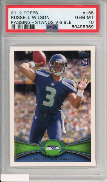2012 TOPPS RUSSELL WILSON #165 PASSING-STANDS VISIBLE ROOKIE SEAHAWKS RC PSA 10
