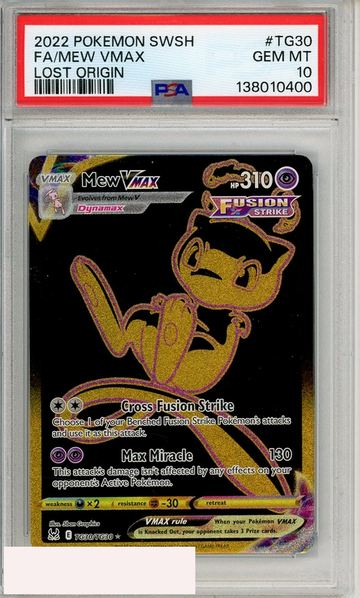 2022 POKEMON SWORD SHIELD LOST ORIGIN FA MEW VMAX #TG30 PSA 10 GEM MT