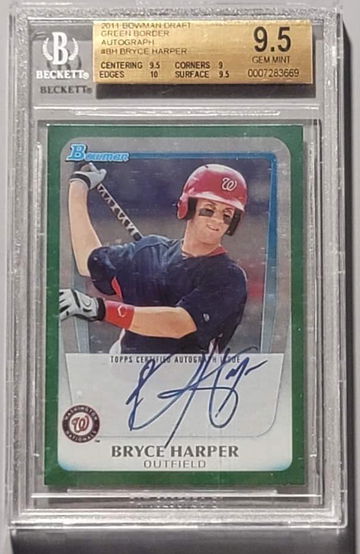 2011 Bowman Green Foil BGS 9.5/10 Bryce Harper RC Autograph 