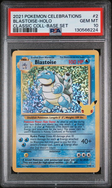 2021 Pokemon Celebrations Classic Collection Base Set Holo Blastoise #2 PSA 10