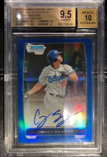 Corey Seager 2012 Bowman Chrome Blue Refractor Auto /150 BGS 9.5/10