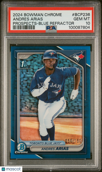 2024 Bowman Chrome Prospects Andres Arias #BCP236 Blue Refractor /150 PSA 10