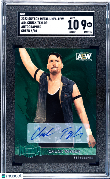 2022 Skybox Metal Universe Aew Chuck Taylor #84 Autograph Green SGC 9 Auto 10