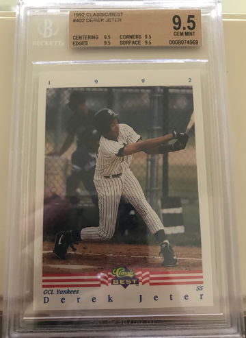 1992 CLASSIC BEST DEREK JETER #402 BGS 9.5 GEM MINT
