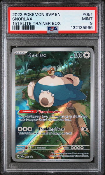 2023 Pokemon Black Star Promo 151 Elite Trainer Box Snorlax #051 PSA 9