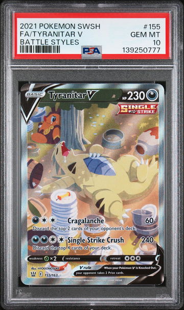 2021 Pokemon Sword and Shield Battle Styles Tyranitar V #155 PSA 10