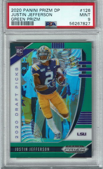 2020 Prizm DP Justin Jefferson Green PSA 9 MINT