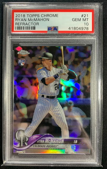 2018 Topps Chrome Ryan McMahon refractor PSA 10