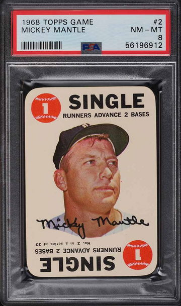 1968 TOPPS GAME MICKEY MANTLE #2 PSA 8 NM-MT