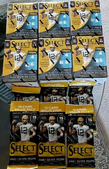 2020 Panini Select Football SEALED Lot 6 Fat Cello Value Packs & 6 Blaster Boxes