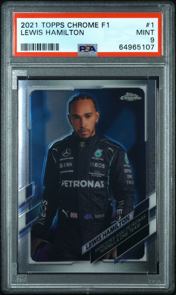 💎🚨 2021 Topps Chrome F1 Formula 1 Racing #1 LEWIS HAMILTON PSA 9 MINT 🏎🇬🇧
