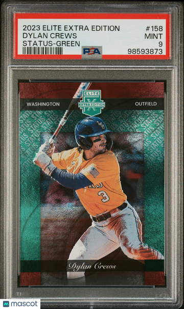 2023 Panini Elite Extra Edition Dylan Crews #158 Status-Green PSA 9