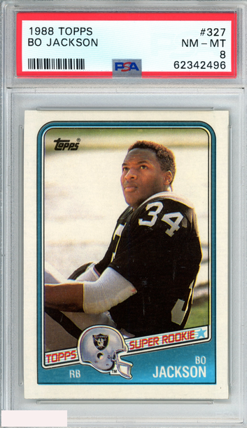 1988 TOPPS BO JACKSON #327 ROOKIE RC LOS ANGELES RAIDERS PSA 8 NM-MT