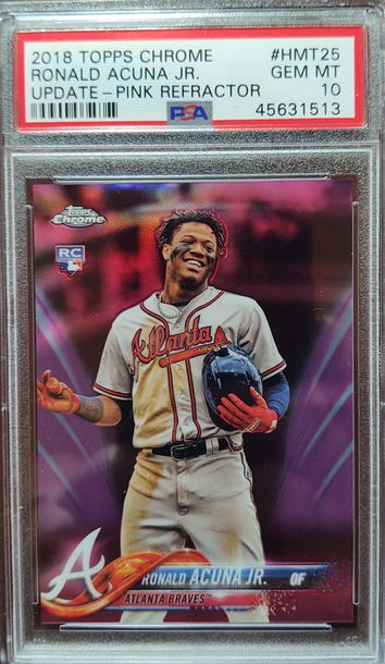 2018 Topps Chrome Update Ronald Acuna Pink Ref. #HMT25 PSA 10