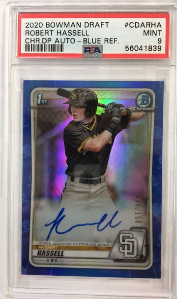 2020 Bowman Draft Robert Hassell Blue Chrome Refractor /150 Autograph PSA 9 MINT