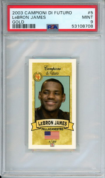 LEBRON JAMES 2003 Campioni Di Futuro GOLD Rookie RC #/500 #5 PSA 9 MINT HOF GOAT