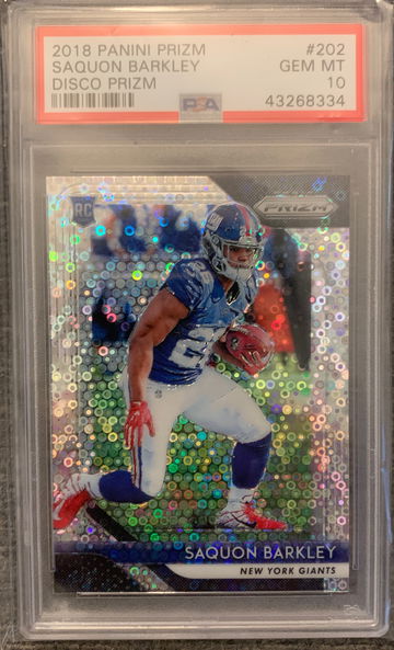 2018 Panini Prizm Saquon Barkley Disco Prizm 202 PSA 10