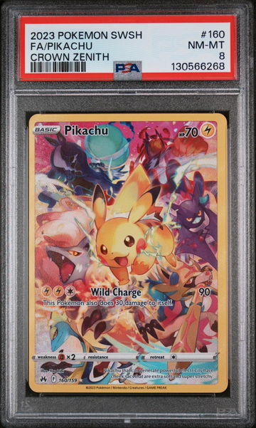 2023 Pokemon Sword and Shield Crown Zenith Pikachu #160 PSA 8