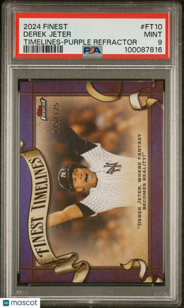 2024 Topps Finest Finest Timelines Derek Jeter #FT10 Purple Refractor /125 PSA 9