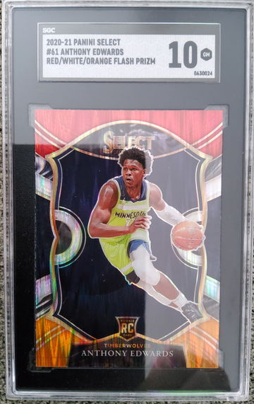 2020-21 Panini Select #61 Anthony Edwards Red/White/Orange Flash Prizm SGC 10