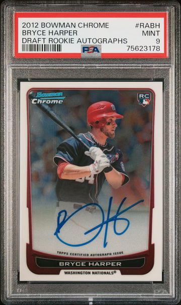 2012 Bowman Draft Chrome Rookie Autograph Bryce Harper #RABH PSA 9