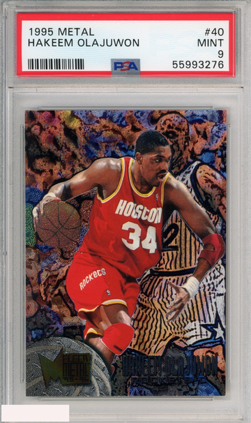1995 METAL HAKEEM OLAJUWON #40 HOUSTON ROCKETS HOF PSA 9 MINT