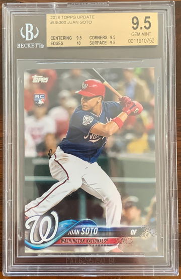 JUAN SOTO 2018 Topps Update BGS 9.5 True Gem Mint+ **CRACK IN SLAB UP TOP OVER LEFT SIDE OF LABEL, CARD INTACT**