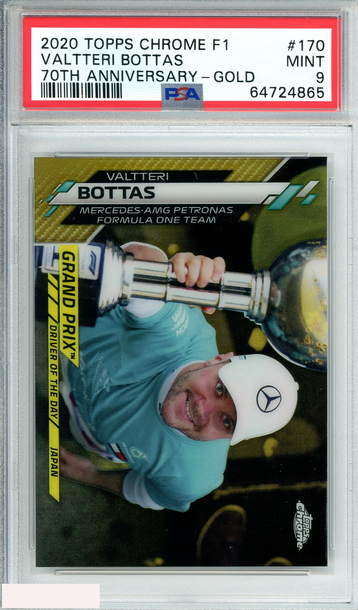2020 TOPPS CHROME F1 VALTTERI BOTTAS#170 70TH ANNIV-GOLD 29 OF 50  PSA 9 MINT
